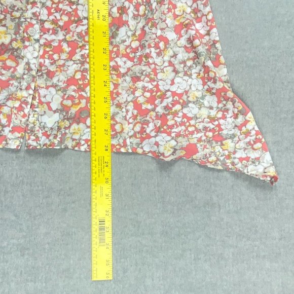 Penningtons Blouse Womens 2X Button Down Floral Orange White Tunic Flowy V-Neck - Picture 9 of 11